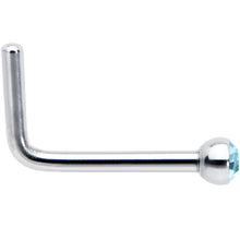 Load image into Gallery viewer, 20G Stainless Steel Aqua Gem Micro Nose Ring L-Shaped