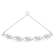 Load image into Gallery viewer, .925 Sterling Silver Miracle Set Diamond Accented Infinity Hearts 6â€-9†Adjustable Bolo Bracelet (H-I Color, I2-I3 Clarity)