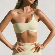 Load image into Gallery viewer, Women Single Shoulder Knot Swimsuit Short Top Swimwear One Shoulder Bikini Stripe Tie Knot Summer Vintage Black Swimsuits Bathing Top Beachwear Separates One Piece Tops