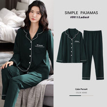 Load image into Gallery viewer, 100% Cotton New Trendy Pajamas For Women Full Sleeves Pajamas Button Down Winter Sleepwear Set Women White Cotton Pajamas Women's Loose Size V-neck Home Suit Long Sleeve Wide Leg Pants Pajamas Casual Home wear
