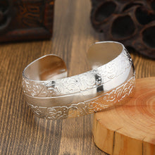 Load image into Gallery viewer, Big Elegant Luxury Amazing Classic Fashion Flower Metal Tibetan Indian Silver Vintage Retro Fashion Cuff Bracelet Bangle For Woman With Details of Animals