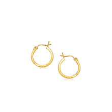 Load image into Gallery viewer, 14k Yellow Gold Slender Hoop Earring with Diamond-Cut Finish (15mm Diameter)