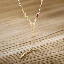 Load image into Gallery viewer, 14K Gold Multicolor Virgin Mary Necklace