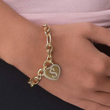 Load image into Gallery viewer, 14K Gold Plated Initial Heart Bracelet