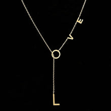 Load image into Gallery viewer, 14K Gold Plated Love Lariat Necklace