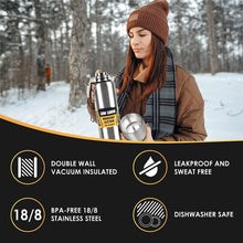 Load image into Gallery viewer, 1500ml Water Bottle Stainless Steel Cold Hydroflask Thermos Large Capacity Thermal Mug Cup Sport Cycling Vacuum Flask Insulated Vacuum Insulated Thermos Water Bottle with Wide Mouth Cup BPA-Free Stainless Steel Water Bottles