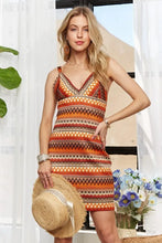 Load image into Gallery viewer, New Summer Contrast Striped V-Neck Mini Dress For Women β Trendy, Bold, Eye-Catching, Boho, Modern Chic & Fashionable