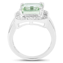 Load image into Gallery viewer, 5.21 Carat Genuine Green Amethyst and White Topaz .925 Sterling Silver Ring