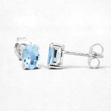 Load image into Gallery viewer, 0.72 Carat Genuine Aquamarine .925 Sterling Silver Earrings