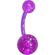 Load image into Gallery viewer, Bioplast Purple Glitter Belly Ring
