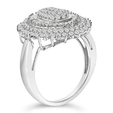 Load image into Gallery viewer, Sterling Silver 2.0 Cttw Diamond Oval Halo Cocktail Ring