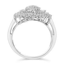 Load image into Gallery viewer, Sterling Silver 2.0 Cttw Diamond Oval Halo Cocktail Ring