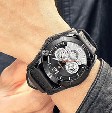 Load image into Gallery viewer, Men's Leather Waterproof Watch With Chronometers And Fluorescent Hands Excellent Design Perfect Gift