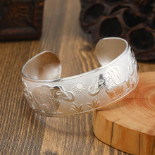 Load image into Gallery viewer, Big Elegant Luxury Amazing Classic Fashion Flower Metal Tibetan Indian Silver Vintage Retro Fashion Cuff Bracelet Bangle For Woman With Details of Animals
