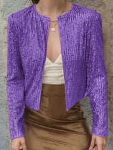 Load image into Gallery viewer, Elegant Women Full-Size Sequin Open Front Cropped Jacket With Glamorous Sparkle Luxury Women Party Jacket