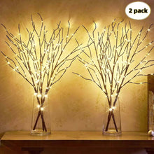 Load image into Gallery viewer, 2pcs Set of Artificial Tree Branch LED Lights - Battery-Powered, 20 Leds Per Vase, Vase-Filled Decorative Lights for Home, Romantic Bedside Lamp, Christmas, Halloween, Thanksgiving, Hanukkah, Wedding, Valentine'S Day, Metal &