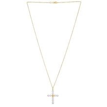 Load image into Gallery viewer, 14k Yellow Gold Pearl Cross Pendant
