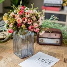 Load image into Gallery viewer, 15heads/1 bundle Silk Tea Roses Bride Bouquet for Christmas Home Wedding New Year Decoration Fake Artificial Flowers Home Decor