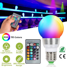 Load image into Gallery viewer, 16 Colors Change LED Bulbs E27 3W RGD Dimmable Mood Lighting Lamp
