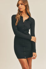 Load image into Gallery viewer, Button Up Ribbed Mini Shirt Dress ā Ribbed Dress, Button-Up Shirt Dress, Mini Shirt Dress, Casual Shirt Dress, Versatile Shirt Dress