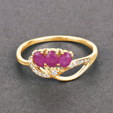 Load image into Gallery viewer, 0.71 Carat Genuine Ruby and White Diamond 14K Yellow Gold Ring