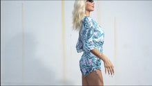 Load image into Gallery viewer, Island Bloom 3-Piece Bikini Set for Women – Tropical Leaf Print Fluttering Swimwear with Flattering Halter Neck Top High Waist Bottoms & Adjustable Drawstring Cover Up – Perfect for Koningsdag Celebrations & Summer Adventures
