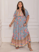 Load image into Gallery viewer, Pink Purple Plus Size Printed Flutter Sleeve Maxi Dress Elegant & Flowy Dress Unique Design