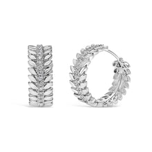 Load image into Gallery viewer, 14K White Gold 1/4 Cttw Lab Grown Diamond Leafy Wreath Hoop Earrings (F-G Color, VS1-VS2 Clarity)
