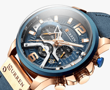Load image into Gallery viewer, Men's Sports Waterproof Watch With Leather Belts, Chronometers And Large Numbers Details Luxury Watches Unique Design Excellent Gift