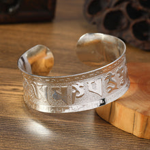 Load image into Gallery viewer, Big Elegant Luxury Amazing Classic Fashion Flower Metal Tibetan Indian Silver Vintage Retro Fashion Cuff Bracelet Bangle For Woman With Details of Animals