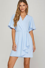 Load image into Gallery viewer, Ruffled Surplice Short Flutter Sleeve Mini Dress For Women – Playful and Feminine Surplice Mini Dress with Flutter Sleeves