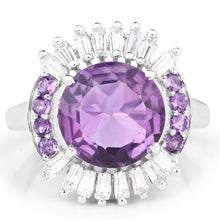 Load image into Gallery viewer, 5.20 Carat Genuine Amethyst and White Topaz .925 Sterling Silver Ring