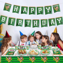 Load image into Gallery viewer, 171-Pieces: Baseball Birthday Party Disposable Dinnerware Set