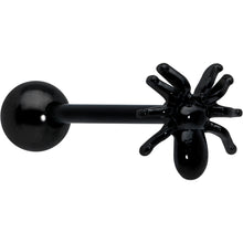 Load image into Gallery viewer, Black Titanium Anodized 3-D Spider Barbell Tongue Ring