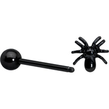 Load image into Gallery viewer, Black Titanium Anodized 3-D Spider Barbell Tongue Ring
