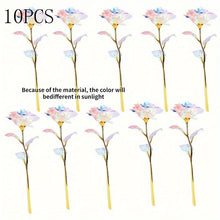 Load image into Gallery viewer, 10pcs Realistic Gilded Eternal Roses & Crystal Flowers - Plastic Artificial Roses Suitable for Valentine's Day, Christmas, Weddings, Birthdays, Anniversaries - Elegant Table Centerpiece, Wedding Bouquets, & Decorations - -Las