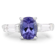 Load image into Gallery viewer, 2.00 Carat Genuine Tanzanite and White Topaz .925 Sterling Silver Ring