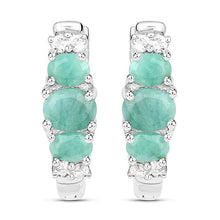 Load image into Gallery viewer, 1.30 Carat Genuine Emerald and White Topaz .925 Sterling Silver Earrings