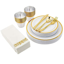 Load image into Gallery viewer, 175-Pieces: Disposable Gold Dinnerware Set