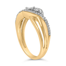 Load image into Gallery viewer, 14K Yellow Gold Plated Sterling Silver 1/10 Cttw Diamond Bypass Ring