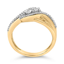 Load image into Gallery viewer, 14K Yellow Gold Plated Sterling Silver 1/10 Cttw Diamond Bypass Ring