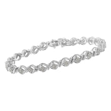 Load image into Gallery viewer, Sterling Silver Diamond Cluster Link Bracelet (1 cttw, I-J Color, I2-I3 Clarity)