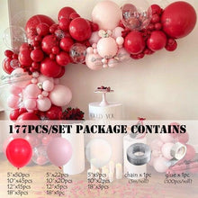 Load image into Gallery viewer, 177Pcs Matte Pastel Pink Ruby Red Balloon Garland Kit Set For Valentine Wedding Balloons Home Party Decors Bridal Showers Red Ballons for Girls Birthday Party
