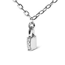 Load image into Gallery viewer, .925 Sterling Silver 1/4 Cttw Diamond Lock 18" Pendant Necklace with Paperclip Chain (H-I Color, SI2-I1 Clarity)