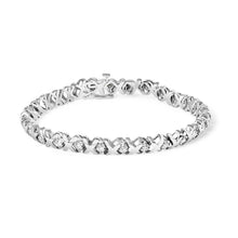Load image into Gallery viewer, 10K White Gold 1 1/2 Cttw Diamond Alternating Diamond and X-Link 7.5" Tennis Bracelet (H-I Color, I2-I3 Clarity)