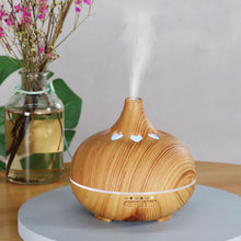 Load image into Gallery viewer, Modern Heart Shapes Aromatherapy Diffuser 550ml With Remote Control Cool Mist Humidifier Ultrasonic Aroma Essential Oil Diffuser for Office Home Bedroom Living Room Study Yoga Spa - Wood Grain, 7 Colors LED Light