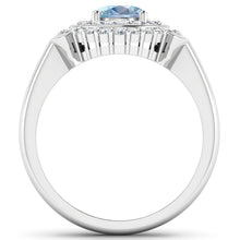 Load image into Gallery viewer, 1.57 Carat Genuine Aquamarine and White Diamond 14K White Gold Ring