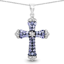 Load image into Gallery viewer, 1.84 Carat Genuine Tanzanite and White Zircon .925 Sterling Silver Pendant