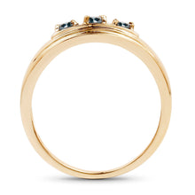 Load image into Gallery viewer, 14K Yellow Gold Plated 0.33 Carat Genuine Blue Diamond .925 Sterling Silver Ring