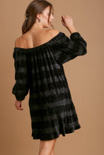 Load image into Gallery viewer, Off-Shoulder Balloon Sleeve Velvet Mini Dress β Glamorous Off-Shoulder Design, Playful Balloon Sleeves, Luxurious Velvet Fabric, Elegant & Sexy Mini Dress for Parties and Date Nights